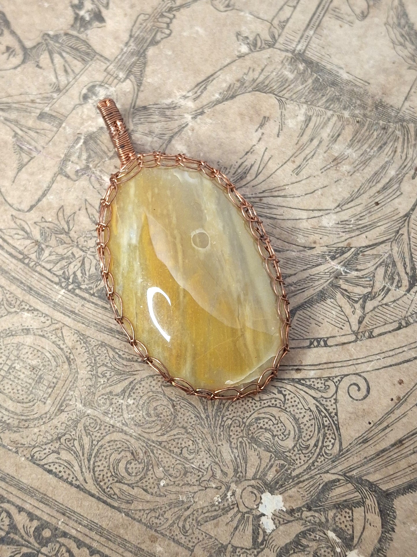 Handcrafted Wire-Wrapped & Polished Agate Pendants: Ancient Witness Stone